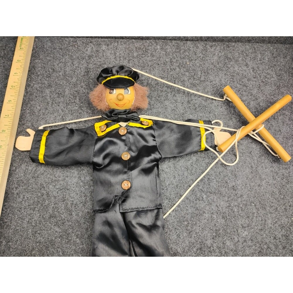 Vintage Sailor Military Policeman Wooden Marionette Puppet - Picture 6 of 8